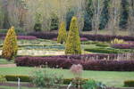 The regular parterre in the French garden Broselianda surprises with the harmony of the color matching.